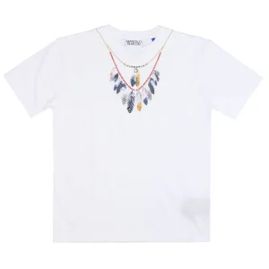 T-Shirt Doppia Catena Piume Bianca