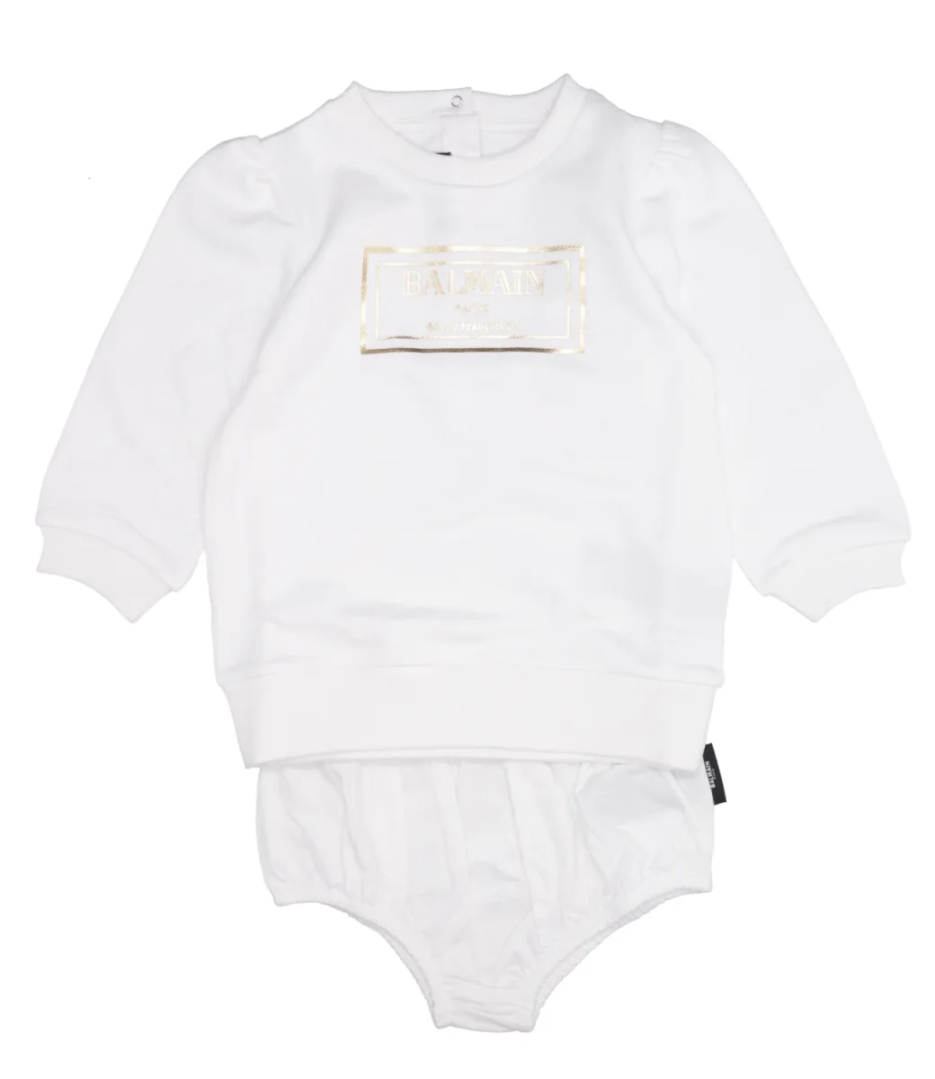 Balmain Kids | Abito Bianco e Oro - immagine 2