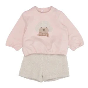 Il Gufo | Set Maglia+Pantalone Panna e Rosa