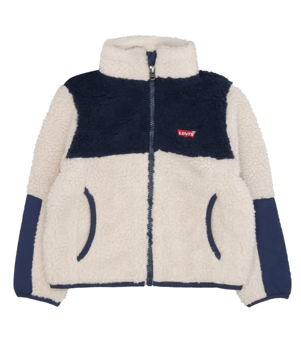 Levis Kids | Giubbotto Color Block Sherpa Trucker Beige e Blu - immagine 2