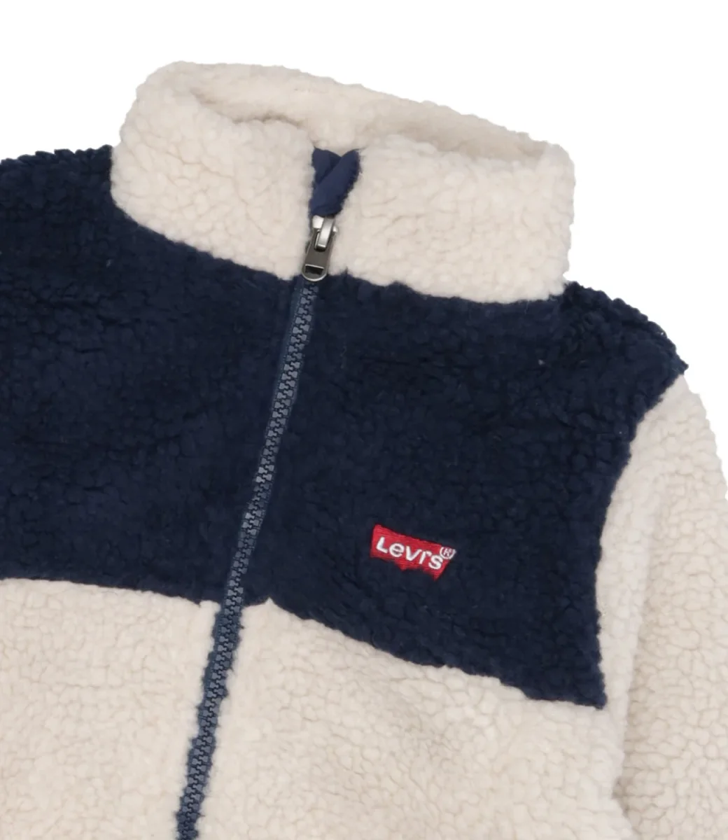 Levis Kids | Giubbotto Color Block Sherpa Trucker Beige e Blu - immagine 4