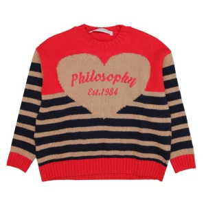 Philosophy by Lorenzo Serafini Kids | Maglia Beige Rosso e Blu Navy