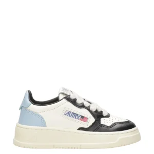 Autry Kids | Sneakers Medalist Low Bianco Nero e Celeste