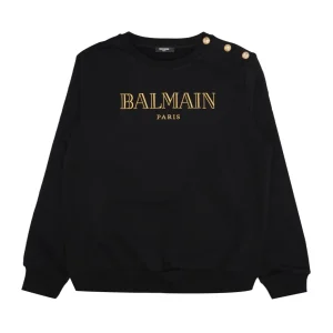 Balmain Kids | Felpa Nera e Oro