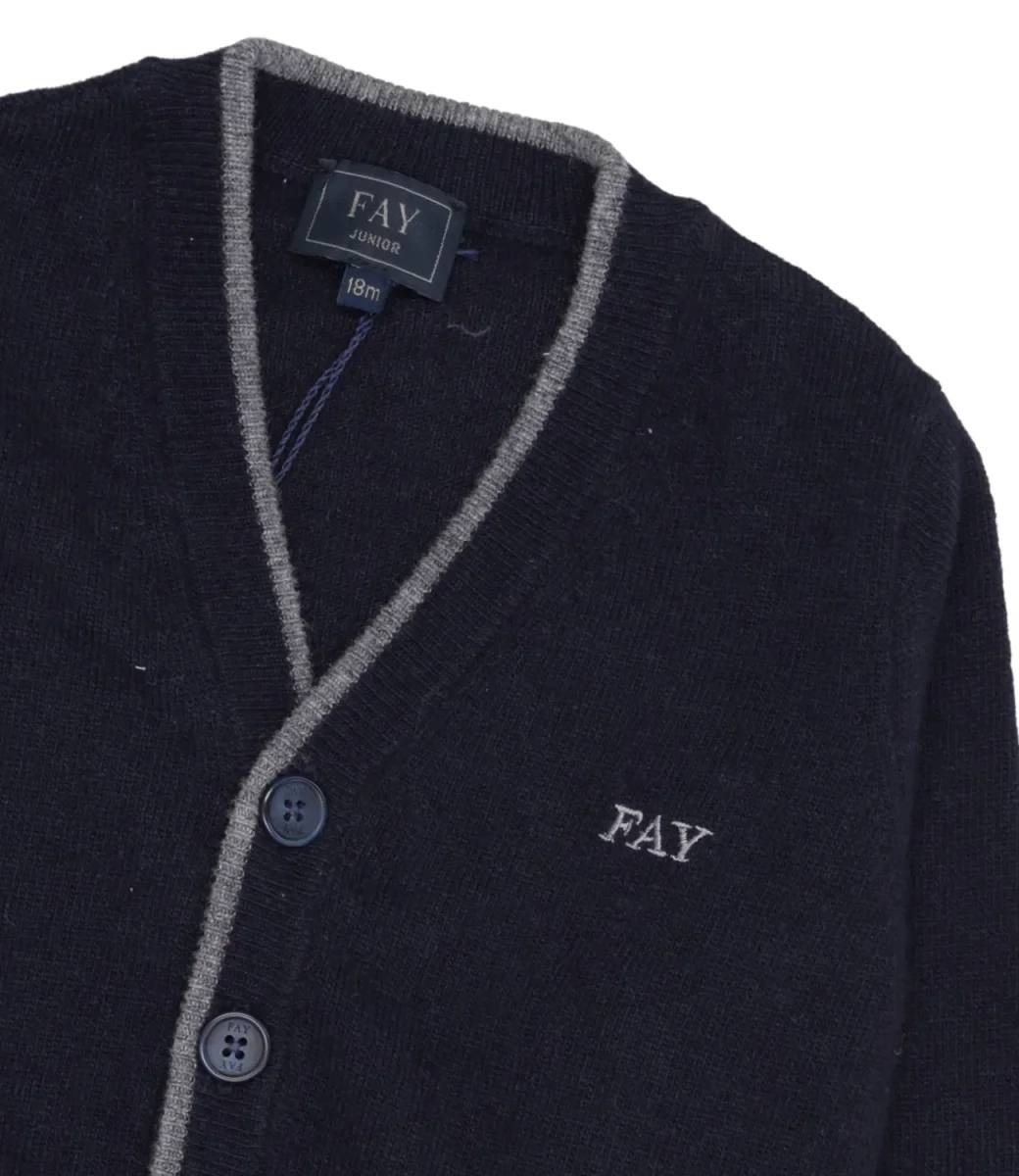 Fay Junior | Cardigan Blu e Grigio - immagine 4