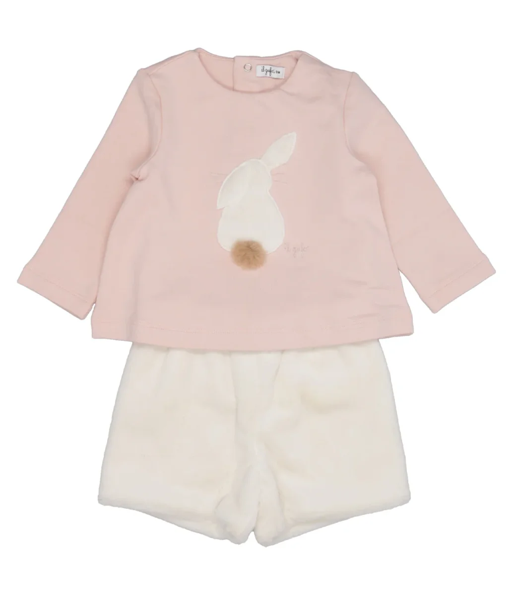 Il Gufo | Set Maglia e Shorts Rosa e Latte - immagine 2