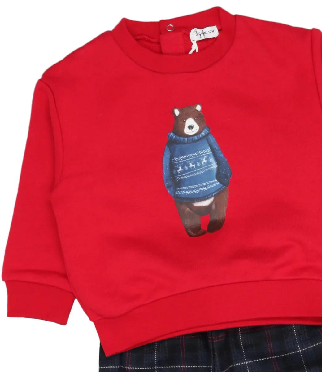 Il Gufo | Set Felpa e Pantalone Rosso e Blu scuro - immagine 4