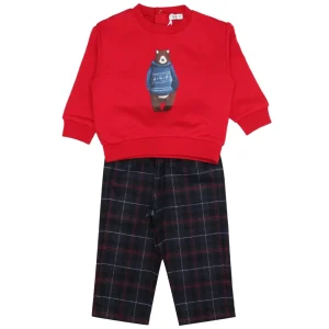 Il Gufo | Set Felpa e Pantalone Rosso e Blu scuro