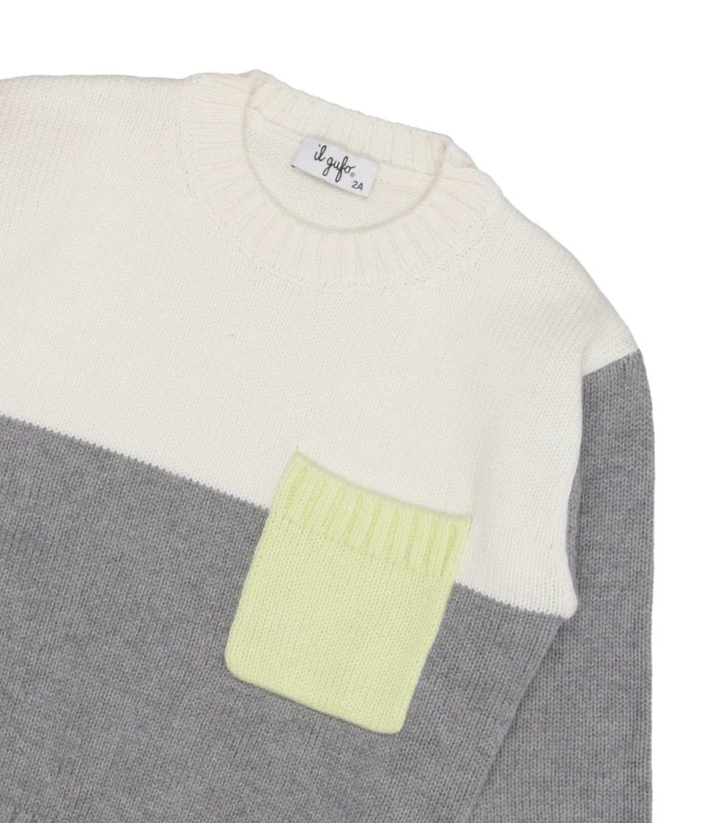 Il Gufo | Maglia Tricot Panna e Grigio - immagine 4