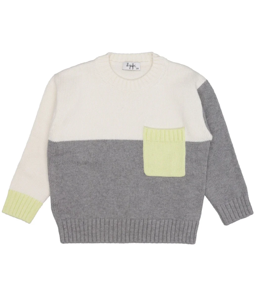 Il Gufo | Maglia Tricot Panna e Grigio - immagine 2