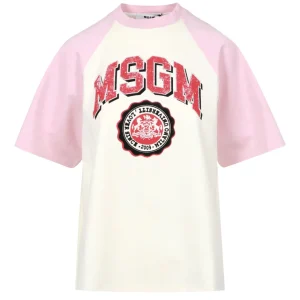 MSGM | T-Shirt Panna e Rosa