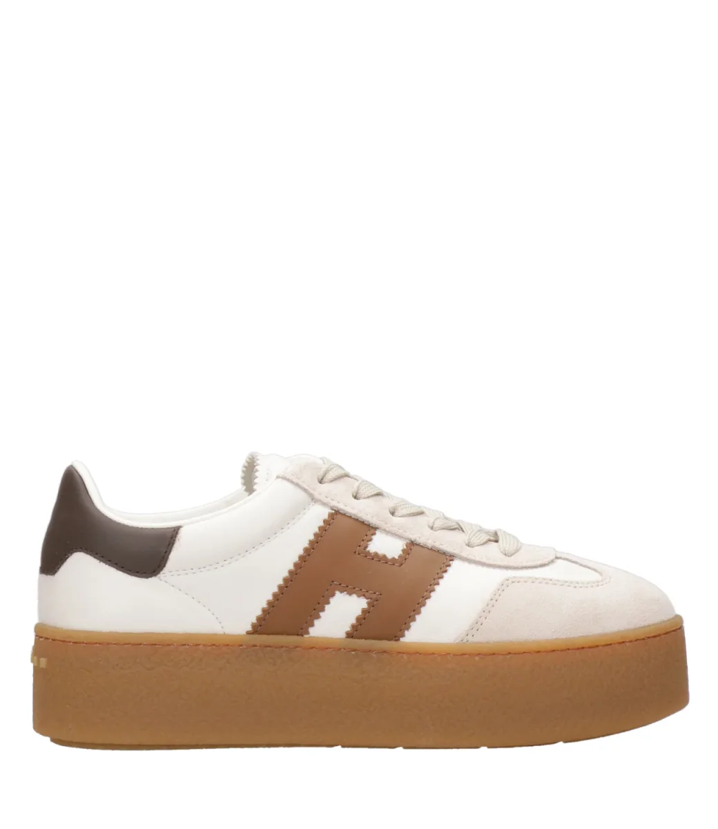 Hogan | Sneakers H698 Allacciato H Avorio e Biscotto - immagine 2