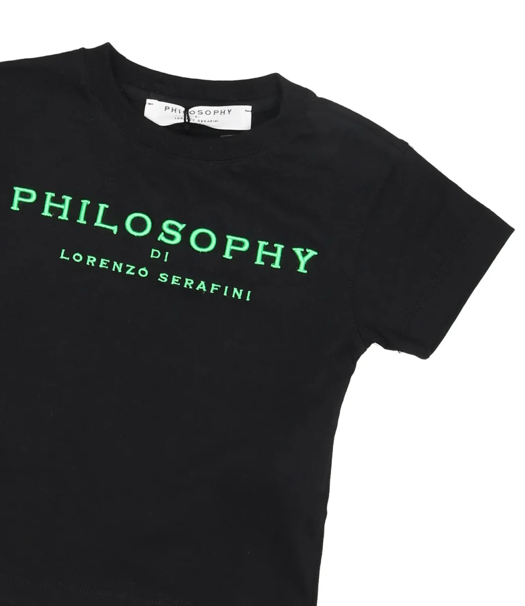 Philosophy di Lorenzo Serafini Kids | T-Shirt Nera e Verde - immagine 4