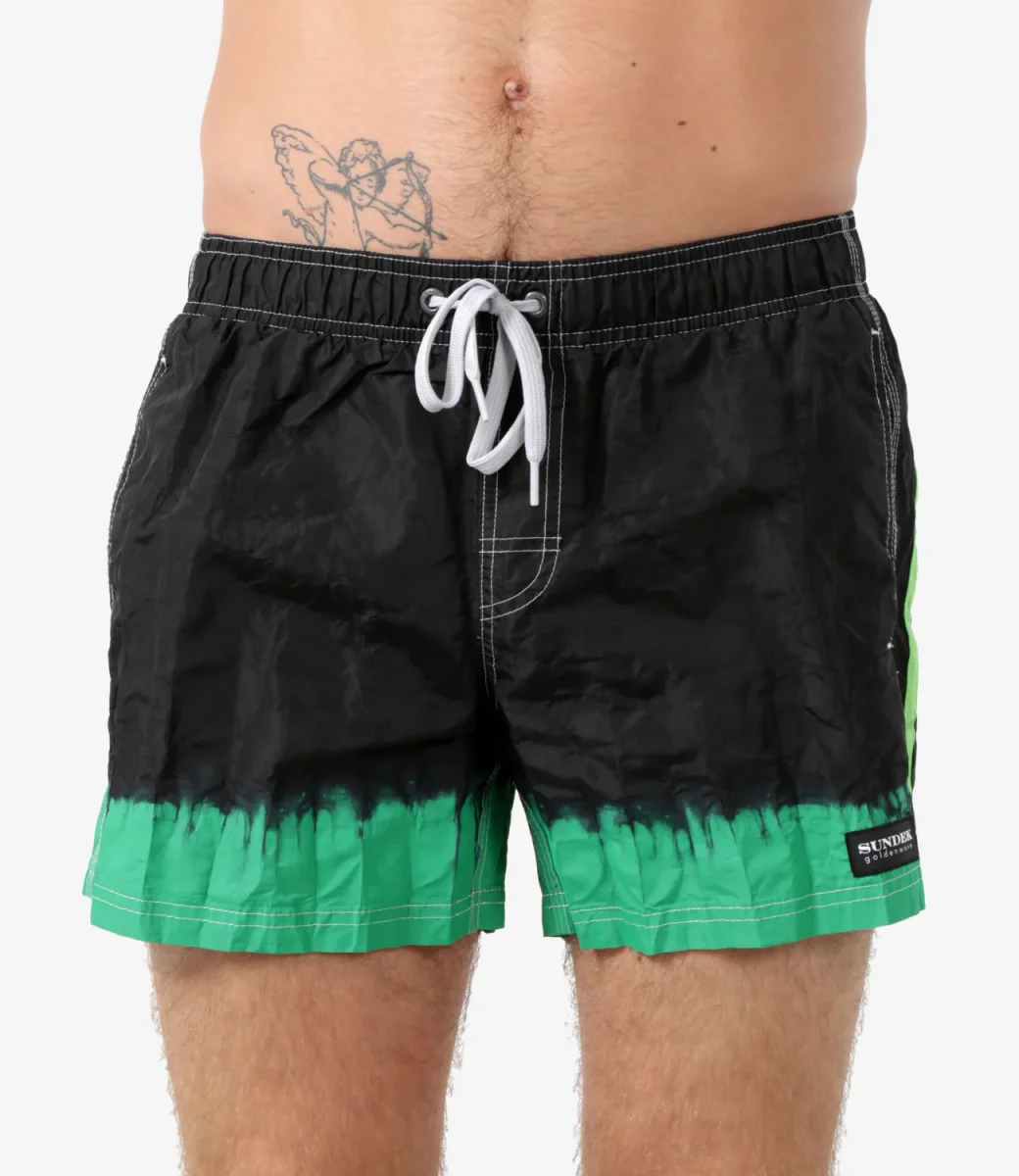 Sundek Golden Wave | Costume Boxer Tie&Dye Swim Nero e Verde - immagine 3