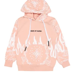 Vision of Super Kids | Felpa Bandana Print Rosa e Bianco
