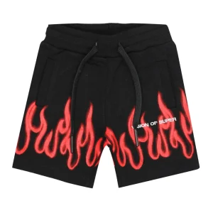 Vision of Super Kids | Pantalone Sportivo Spray Flames Nero e Rosso
