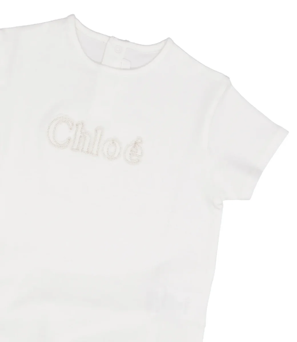 Chloè Kids | Set T-Shirt e Bermuda Bianco e Giallo - immagine 4