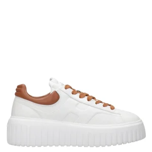 Hogan | Sneakers H-Stripes Allacciato Bianco e Cuoio