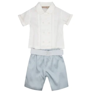 La Stupenderia | Set Camicia e Bermuda Michelangelo Bianco e Celeste