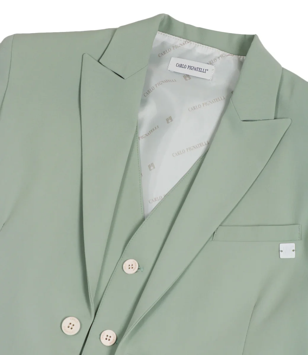 Carlo Pignatelli Junior | Set Abito Giacca Gilet e Pantalone Pistacchio - immagine 4
