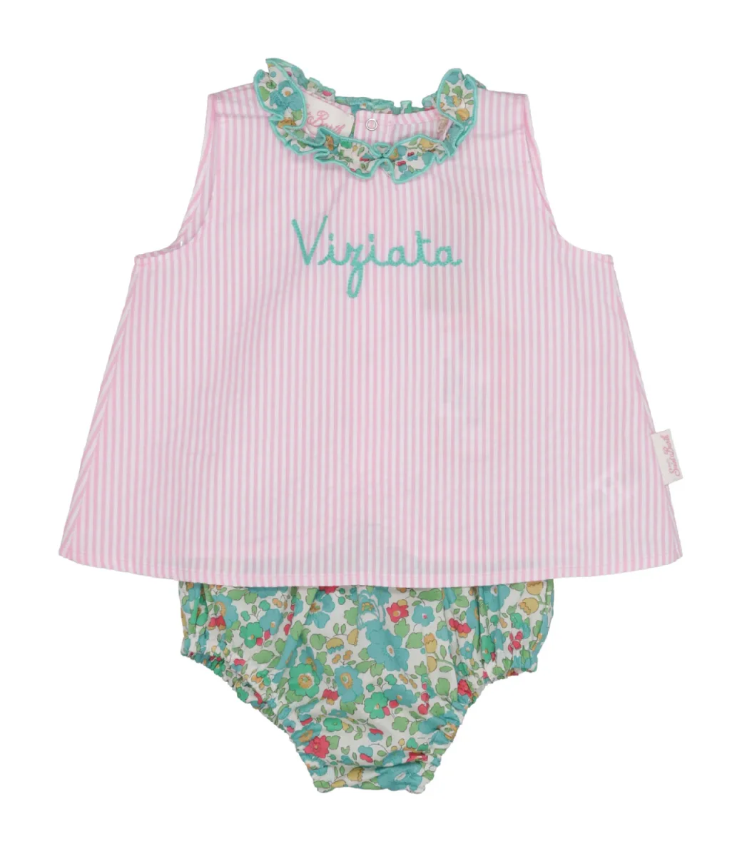 MC2 Saint Barth | Set Abito e Culotte Rosa e Verde