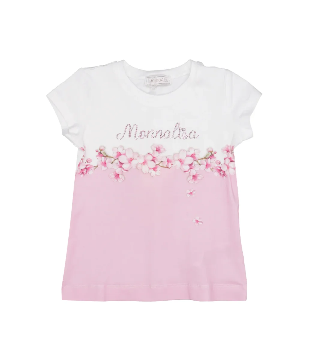 Monnalisa | T-Shirt Rosa e Bianca - immagine 2
