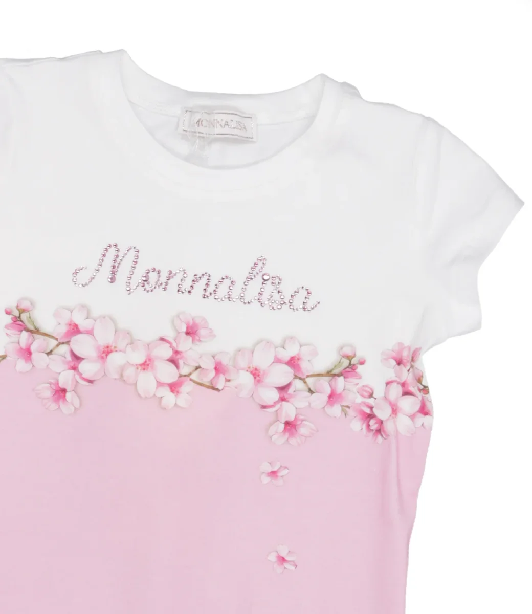 Monnalisa | T-Shirt Rosa e Bianca - immagine 4