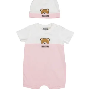 Moschino Baby | Set Tutina e Cappello Bianco e Rosa
