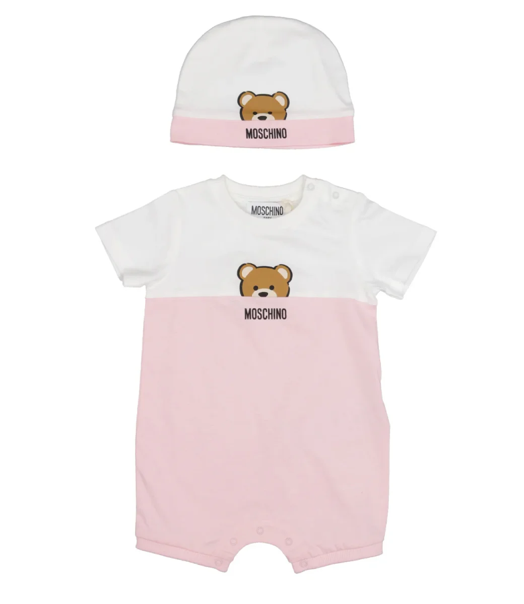 Moschino Baby | Set Tutina e Cappello Bianco e Rosa
