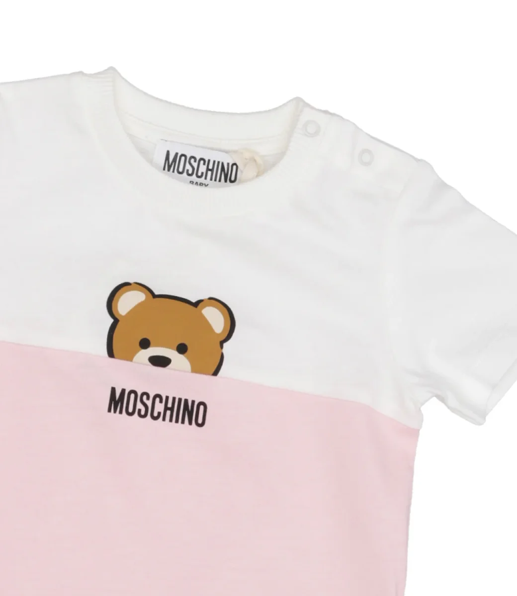 Moschino Baby | Set Tutina e Cappello Bianco e Rosa - immagine 4