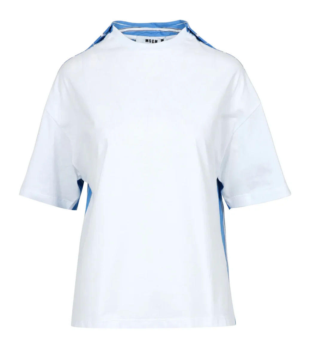 MSGM | T-Shirt Bianco e Azzurro - immagine 2