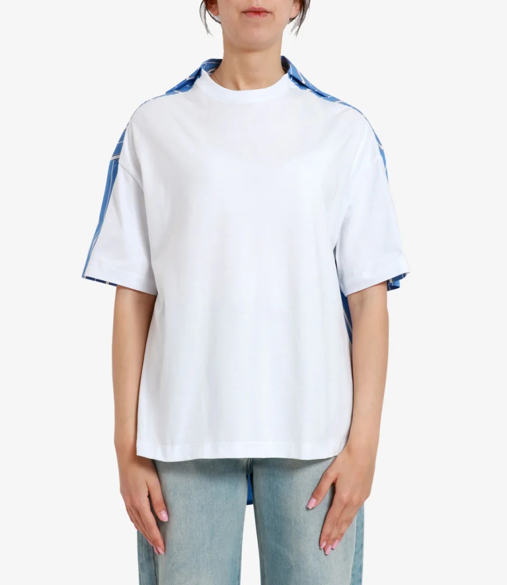 MSGM | T-Shirt Bianco e Azzurro - immagine 3