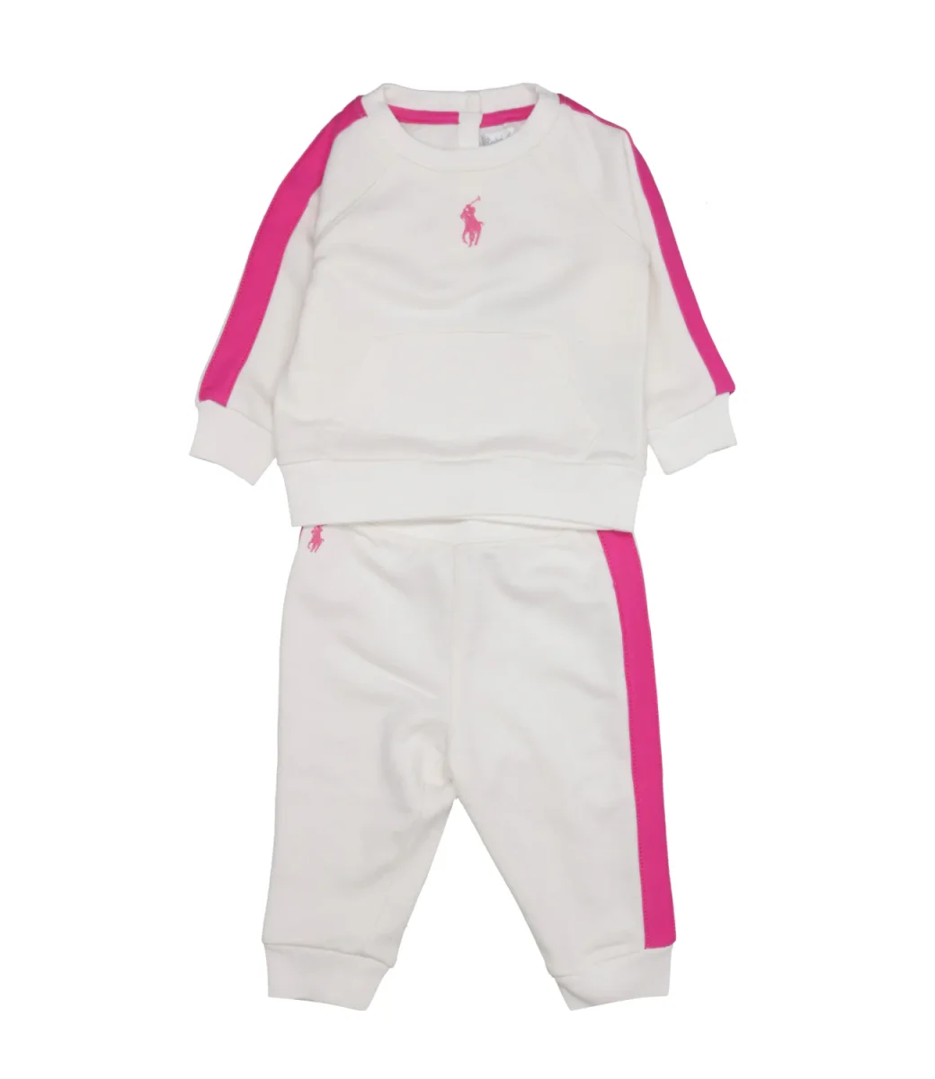 Ralph Lauren Childrenswear | Set Felpa e Pantalone Bianco e Rosa