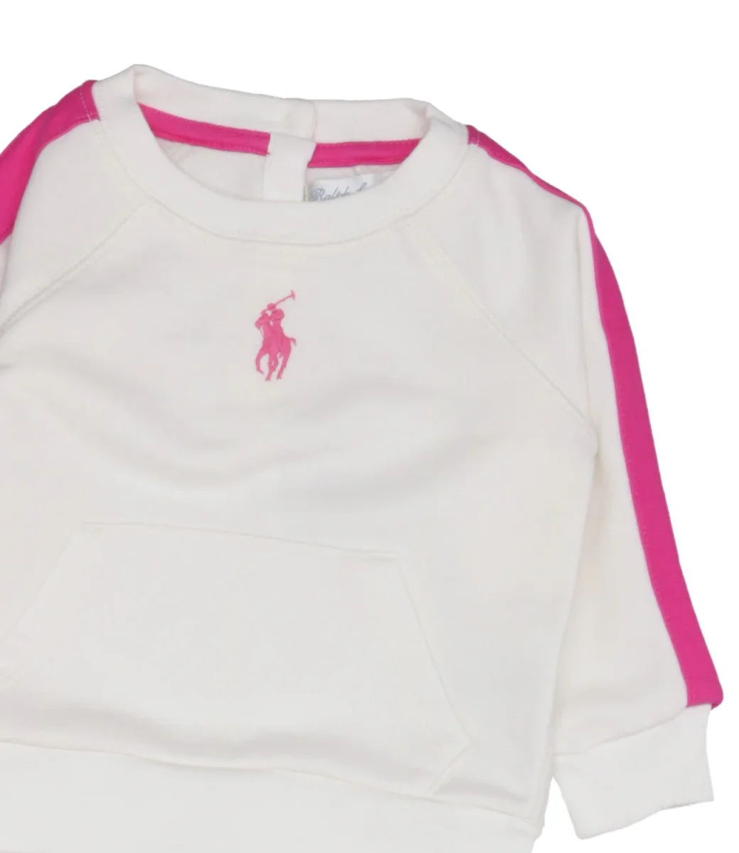 Ralph Lauren Childrenswear | Set Felpa e Pantalone Bianco e Rosa - immagine 4