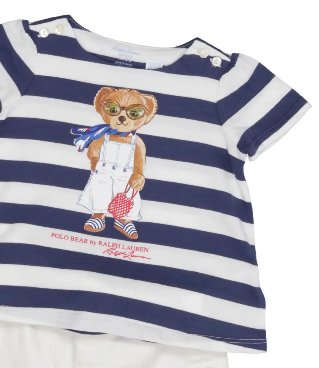 Ralph Lauren Childrenswear | Set T-Shirt e Shorts Bianco e Blu - immagine 4