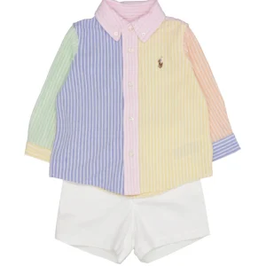 Ralph Lauren Childrenswear | Set Camicia e Bermuda Bianco Giallo e Celeste
