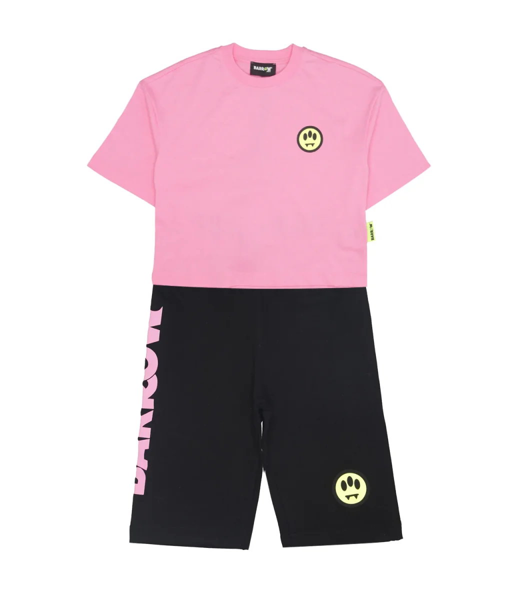 Barrow Kids | Set T-Shirt e Shorts Rosa e Nero