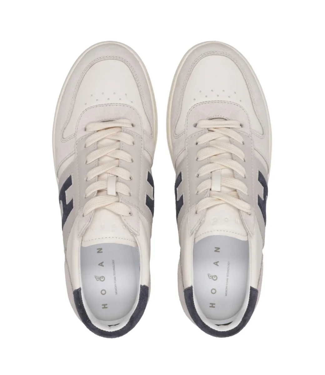 Hogan | Sneakers H668 Allacciato H Avorio e Blu - immagine 6