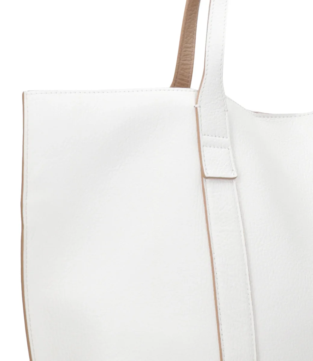 Hogan | Borsa a Spalla Script Shopping Media Bianco e Cipria - immagine 4