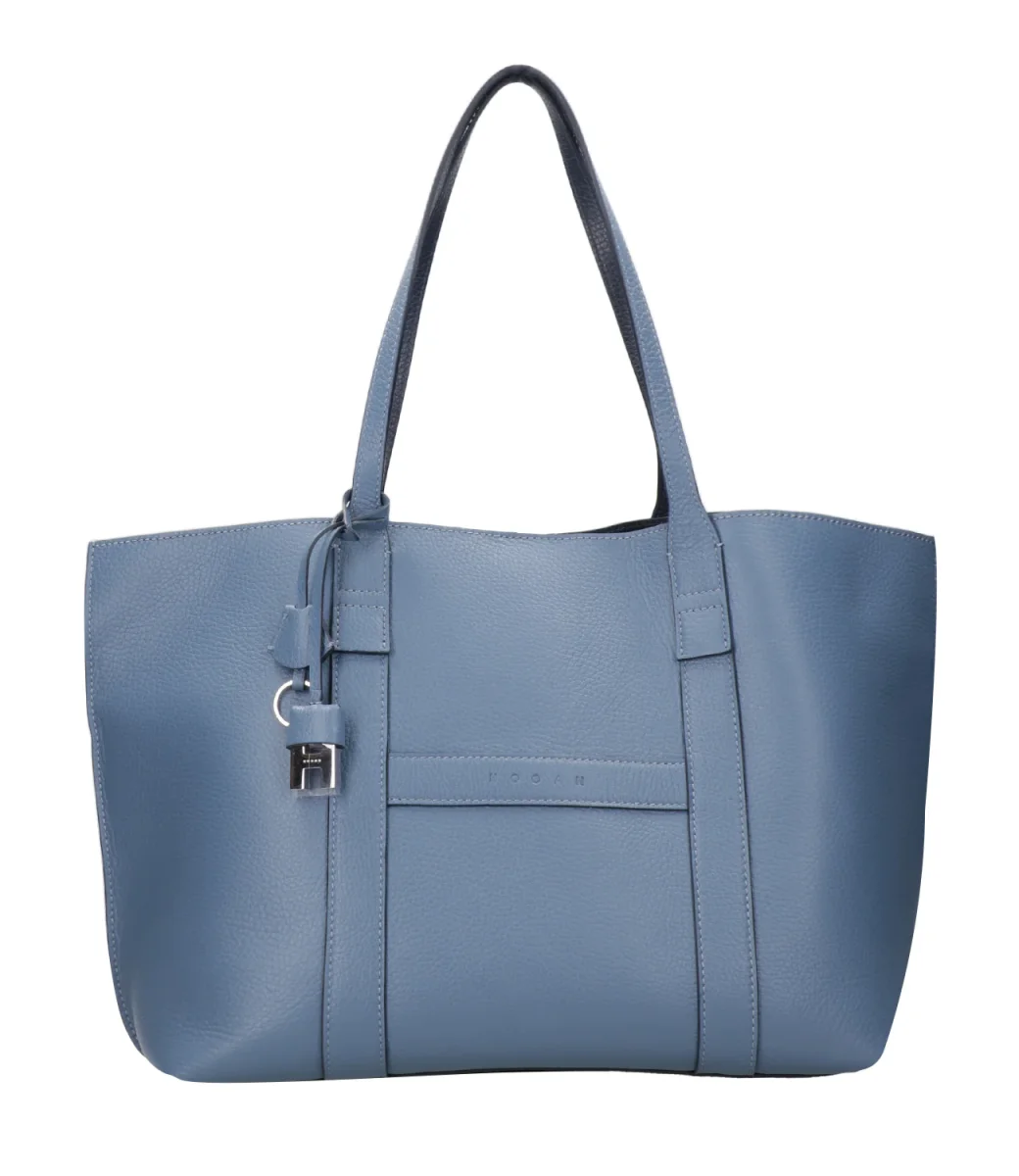 Hogan | Borsa a Spalla Script Shopping Media Polvere e Blu