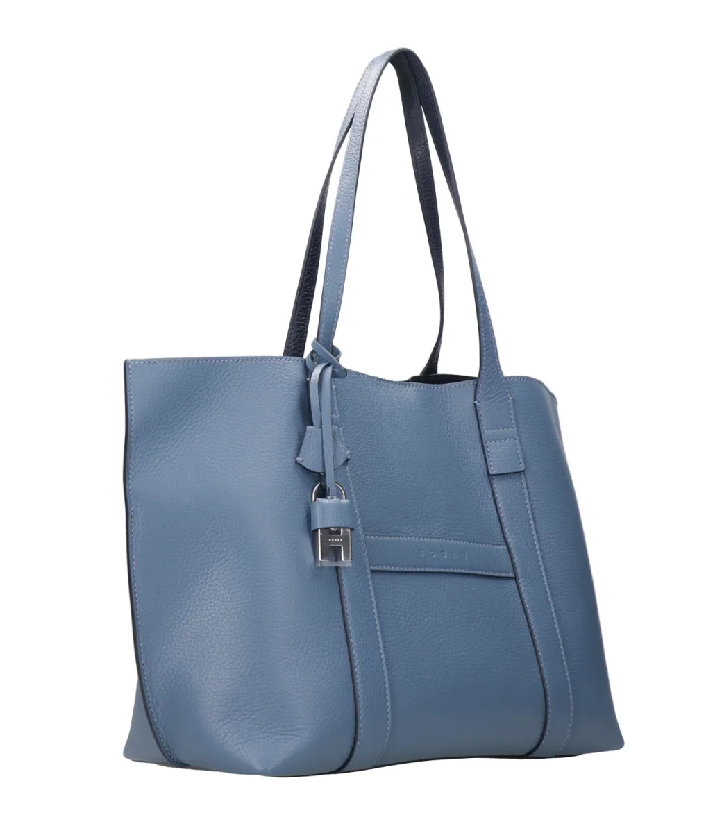 Hogan | Borsa a Spalla Script Shopping Media Polvere e Blu - immagine 3