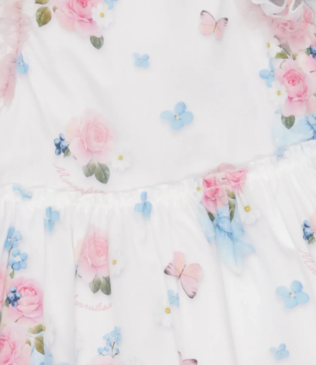 Monnalisa | Abito Bianco Rosa e Celeste - immagine 4