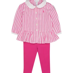 Ralph Lauren Childrenswear | Set Camicia e Pantalone Rosa e Bianco